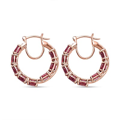 Ouro Fino Rubellite 7.68 ctw Inside-out Hoop Earring in 18K Vermeil Rose Gold Over Sterling Silver