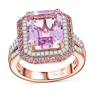 Premium Martha Rocha Kunzite and Multi Gemstone 9.70 ctw Blush Royale Ring in 18K Vermeil Rose Gold Over Sterling Silver (Size 7.0)
