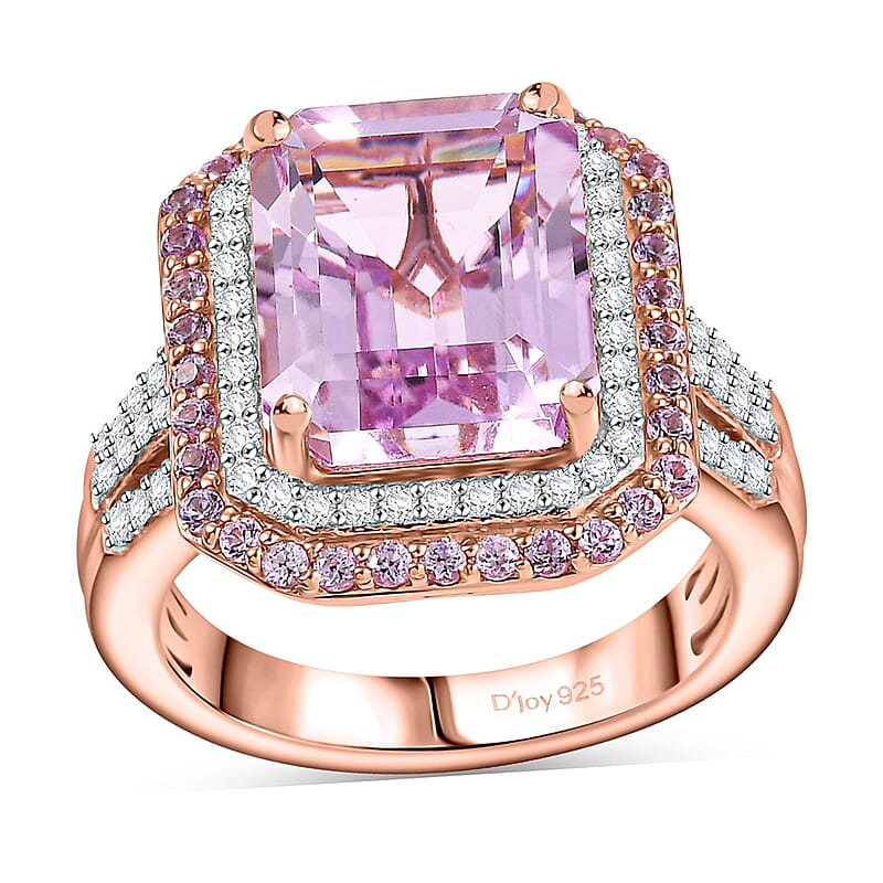 Premium Martha Rocha Kunzite and Multi Gemstone 9.70 ctw Blush Royale Ring in 18K Vermeil Rose Gold Over Sterling Silver (Size 7.0)