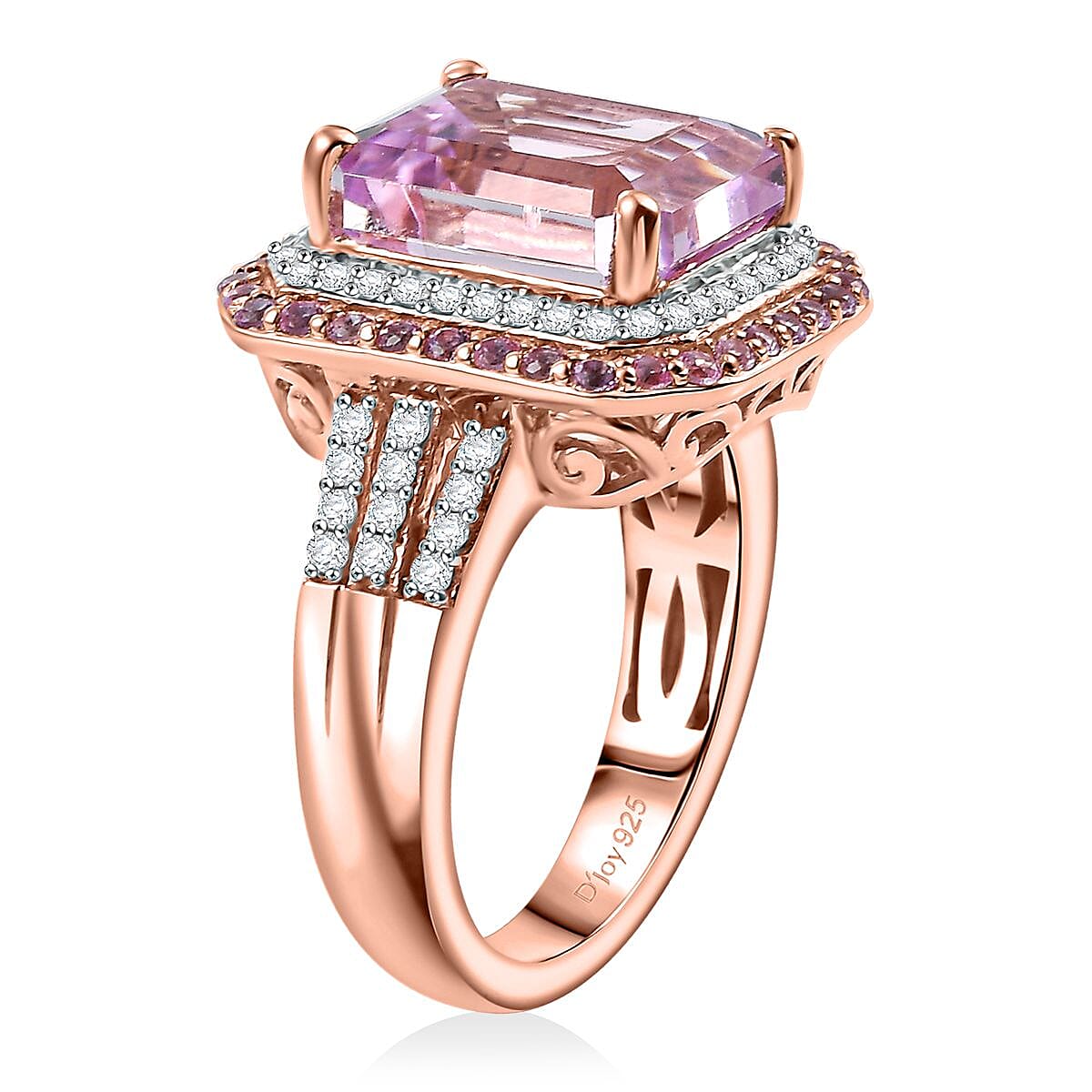 Premium Martha Rocha Kunzite and Multi Gemstone 9.70 ctw Blush Royale Ring in 18K Vermeil Rose Gold Over Sterling Silver (Size 7.0) image number 3
