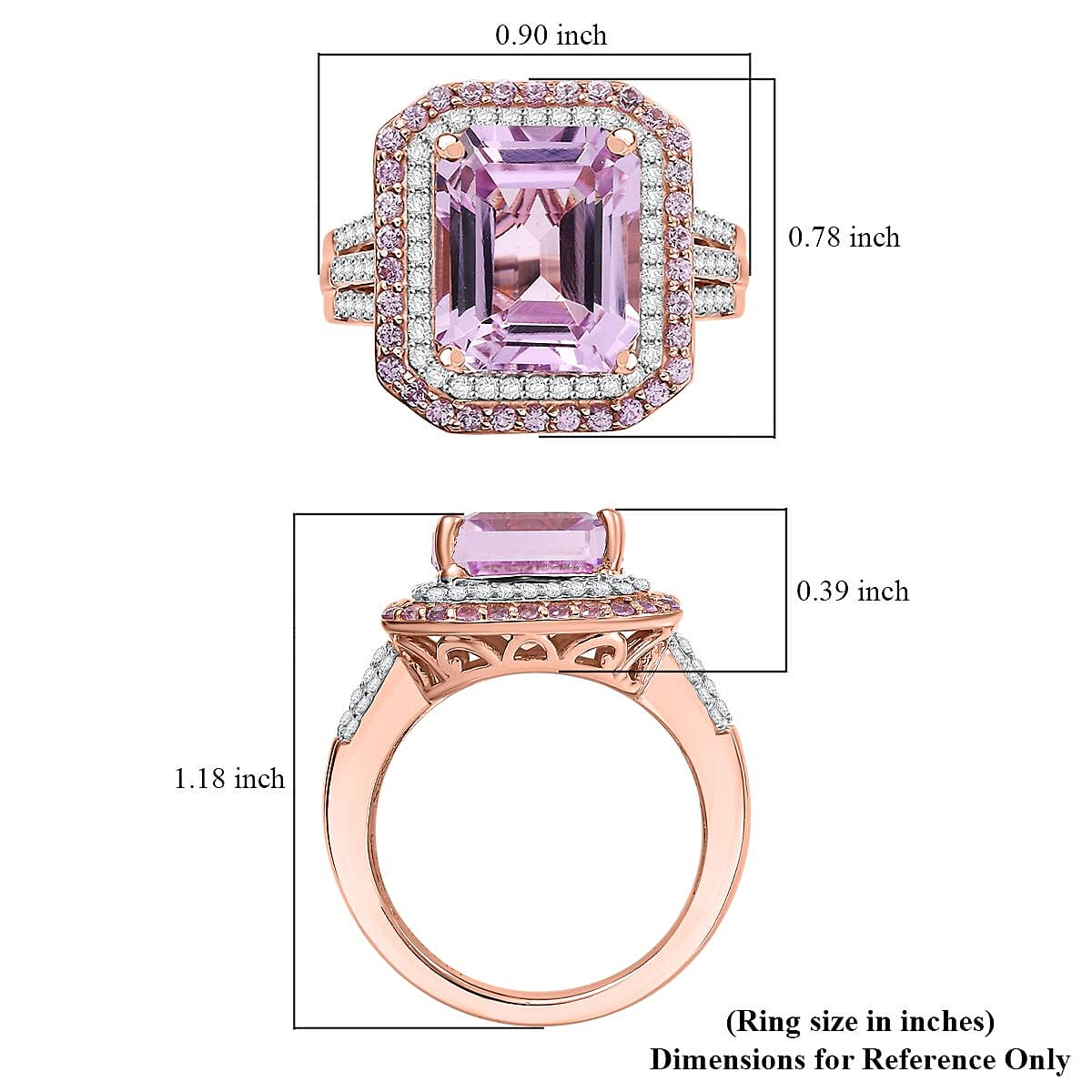 Premium Martha Rocha Kunzite and Multi Gemstone 9.70 ctw Blush Royale Ring in 18K Vermeil Rose Gold Over Sterling Silver (Size 7.0) image number 5