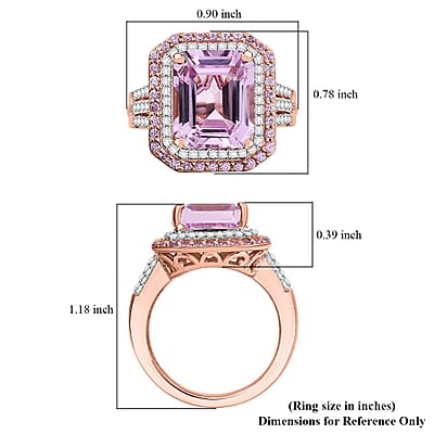 D'Joy Premium Martha Rocha Kunzite and Multi Gemstone 9.70 ctw Blush Royale Ring in 18K Vermeil Rose Gold Over Sterling Silver (Size 9.0)