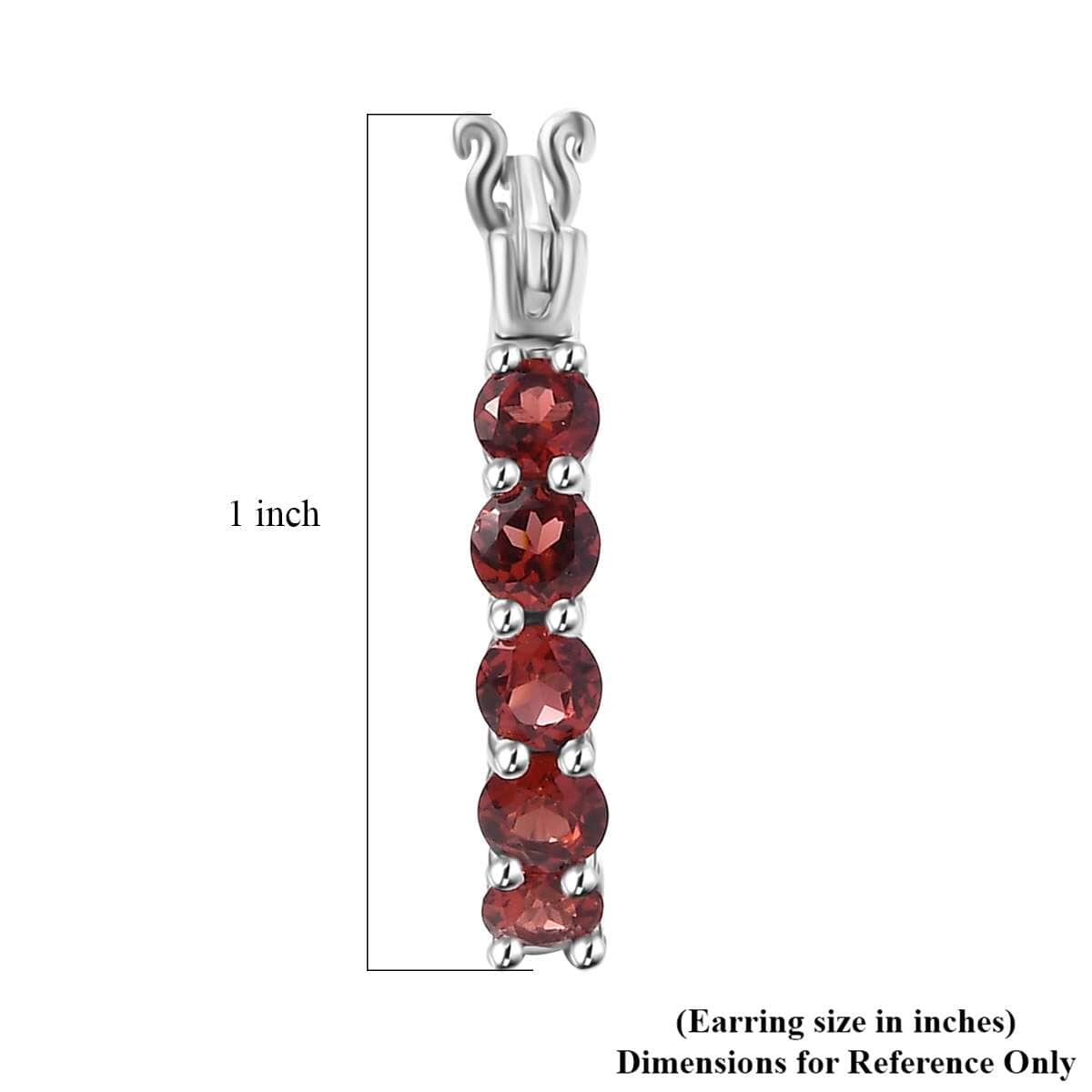 Mozambique Garnet 2.30 ctw Hoop Earrings in Platinum Over Sterling Silver image number 4