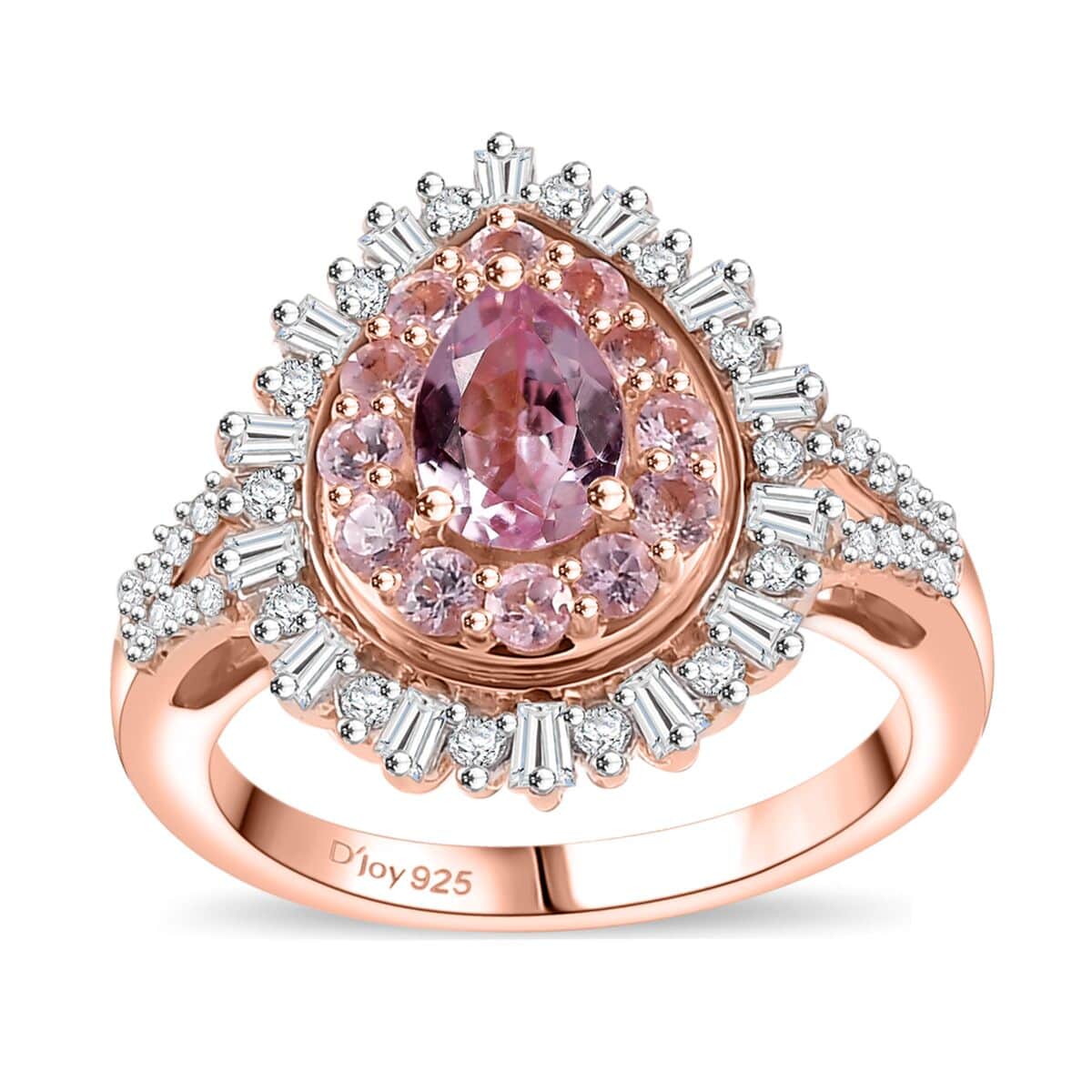 Doorbuster Premium Narsipatnam Pink Spinel and Moissanite 2.10 ctw Sunlight Ring in 18K Vermeil Rose Gold Over Sterling Silver (Size 7.0) image number 0