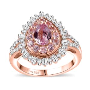 Premium Narsipatnam Pink Spinel and Moissanite 2.10 ctw Sunlight Ring in 18K Vermeil Rose Gold Over Sterling Silver (Size 7.0)