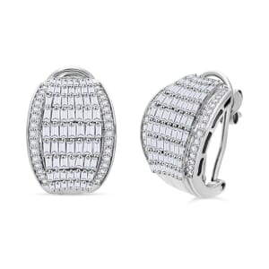 White Diamond 2.10 ctw Aurora Earrings in Platinum Over Sterling Silver