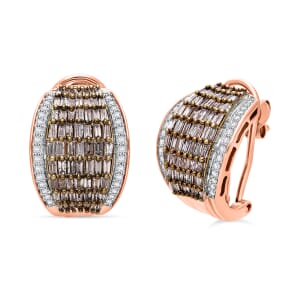 Natural Champagne and White Diamond 2.10 ctw Aurora Earrings in Platinum Over and Rose Gold Over Sterling Silver