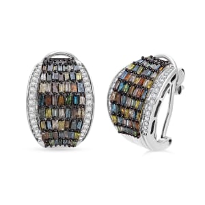 Multi Diamond 2.10 ctw Aurora Earrings in Platinum Over Sterling Silver
