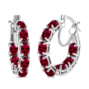 Rhapsody AAAA Ouro Fino Rubellite 10.40 ctw Inside-out Hoop Earrings in 950 Platinum