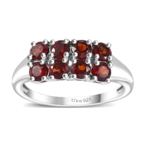 Mozambique Garnet 1.15 ctw Ring in Platinum Over Sterling Silver (Size 7.0)