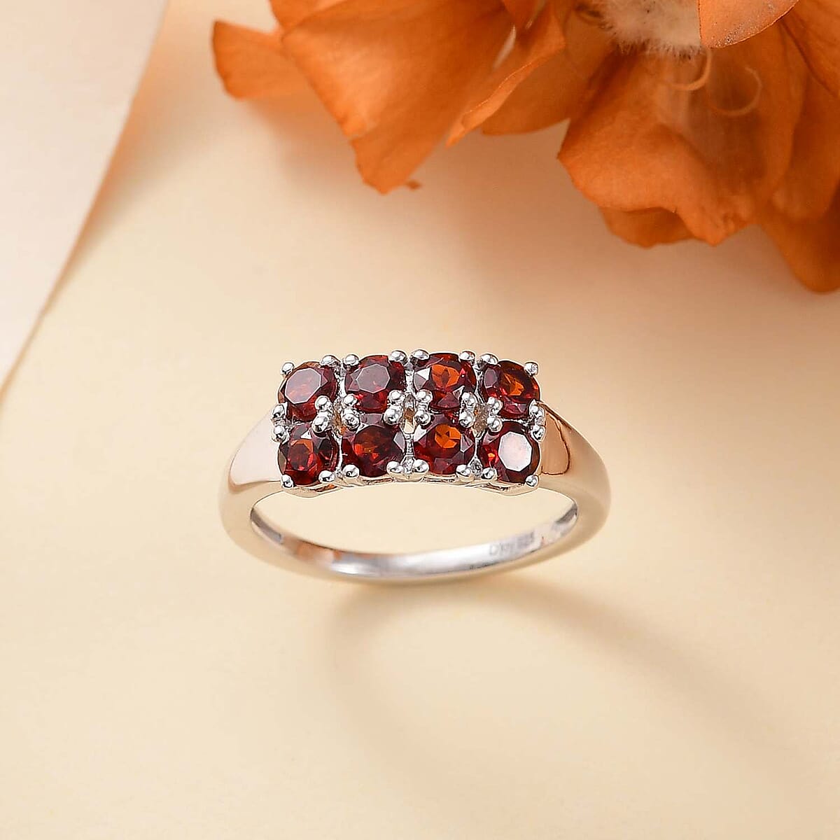 Mozambique Garnet 1.15 ctw Ring in Platinum Over Sterling Silver (Size 9.0) image number 1