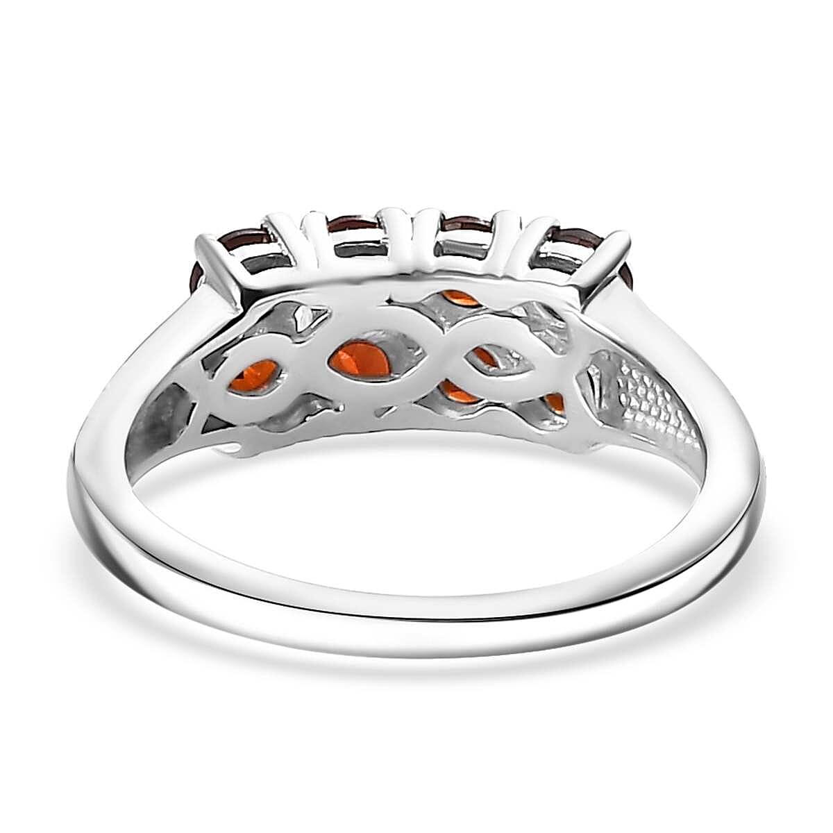 Mozambique Garnet 1.15 ctw Ring in Platinum Over Sterling Silver (Size 9.0) image number 4