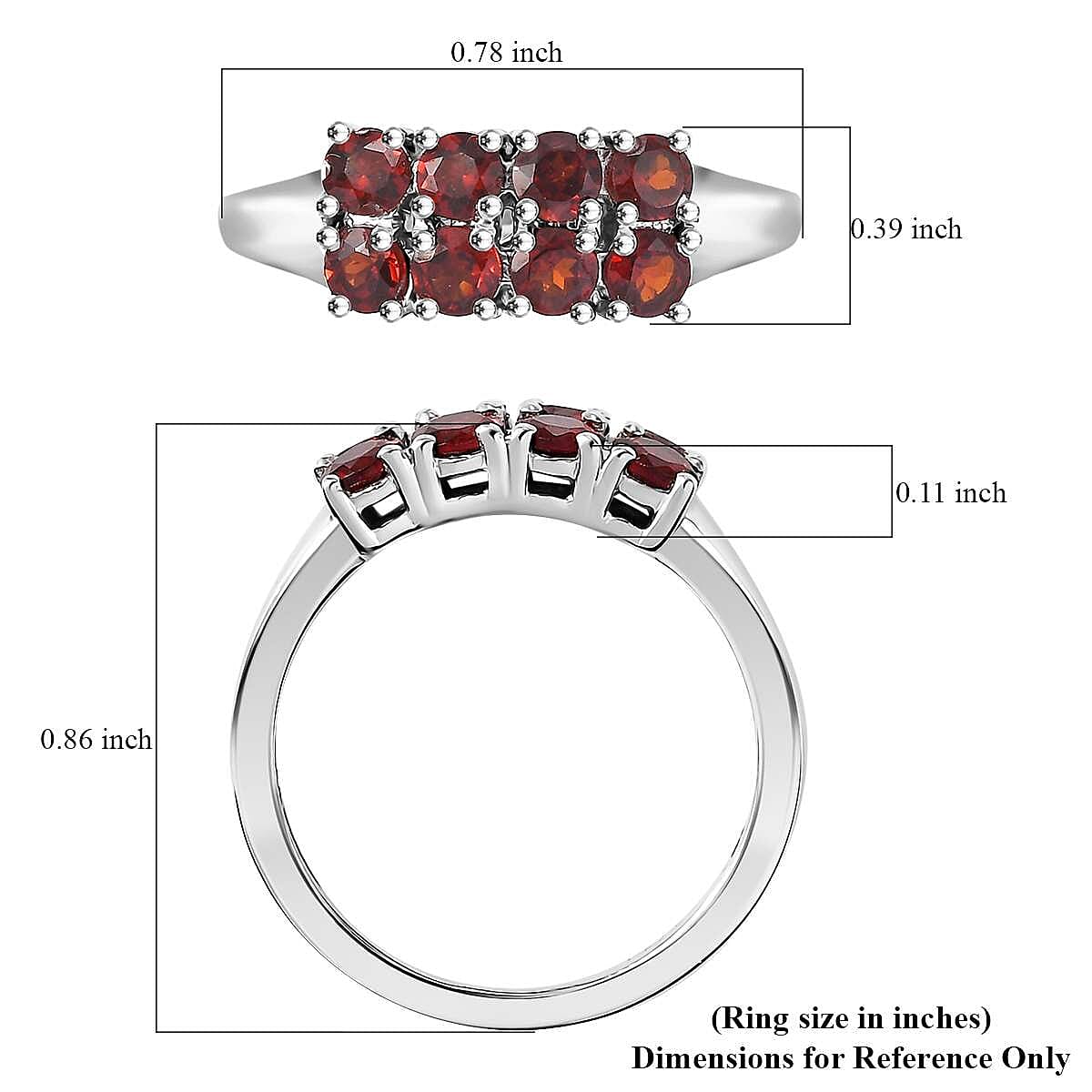 Mozambique Garnet 1.15 ctw Ring in Platinum Over Sterling Silver (Size 9.0) image number 5
