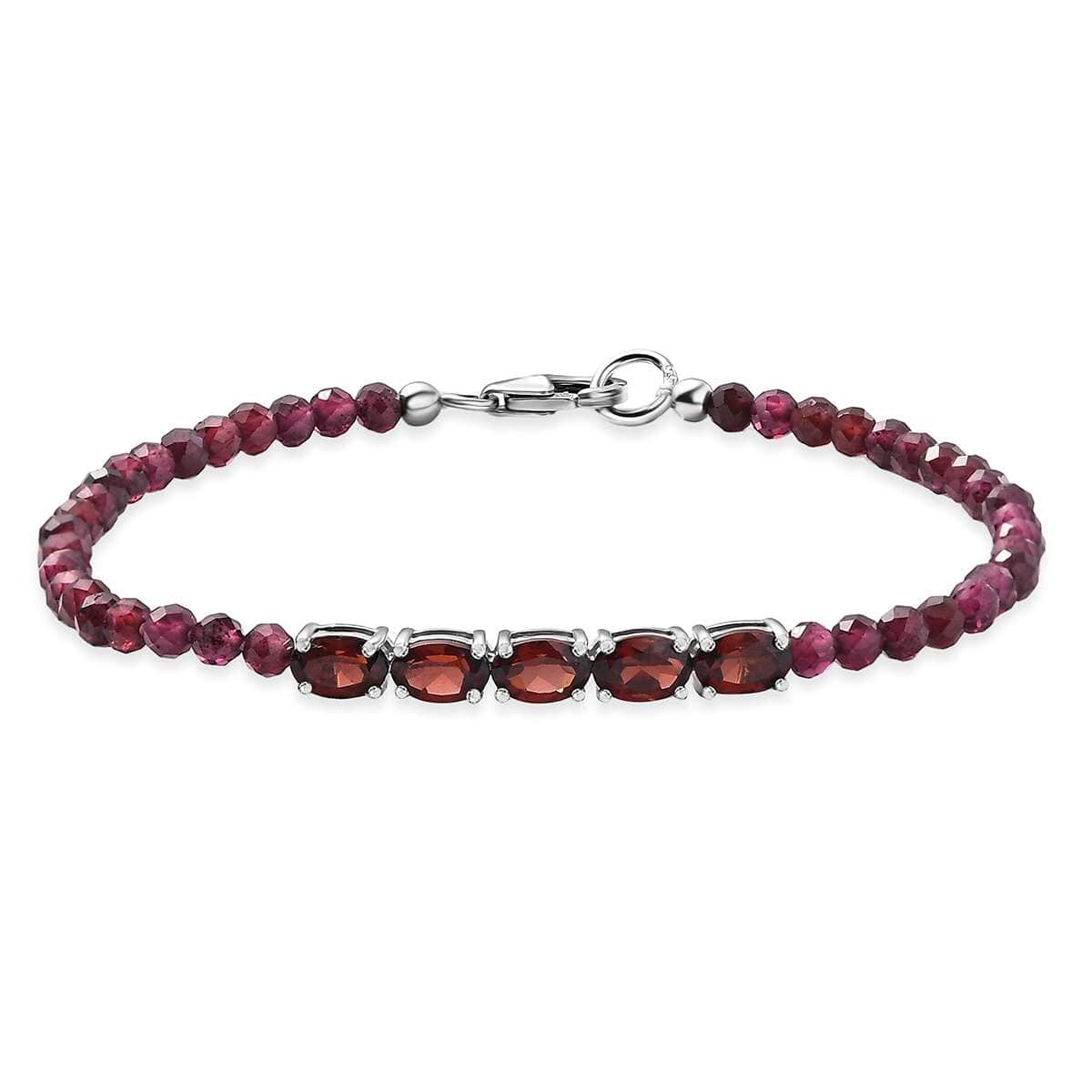 Mozambique Garnet 17.25 ctw Beaded Bracelet in Platinum Over Sterling Silver (7.25 In) image number 0