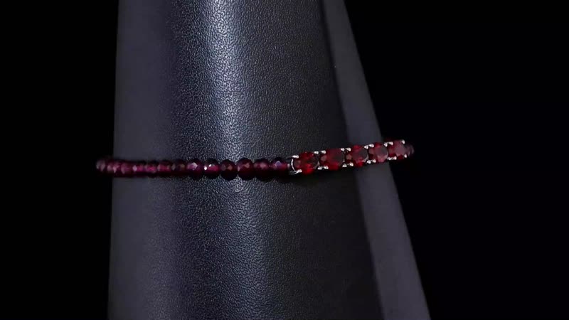 Red Garnet  Beads Bracelet (Size - 7.25) in Platinum Overlay Sterling Silver 11.66 ctw