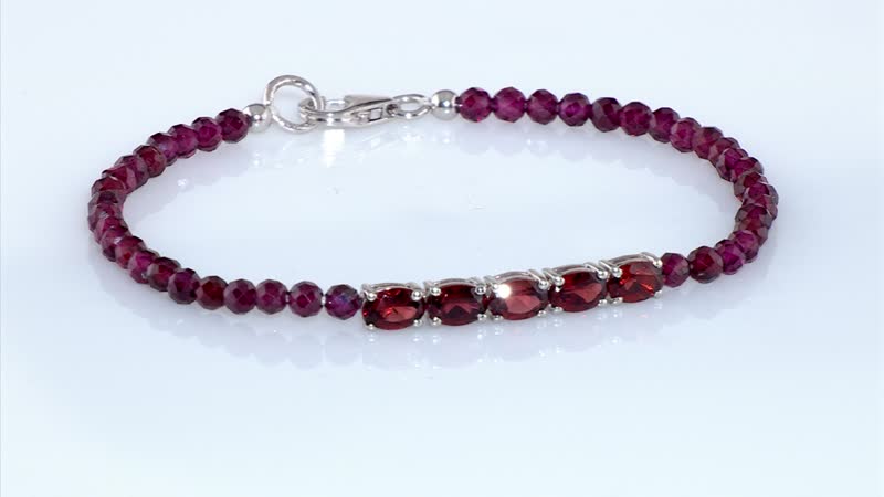 Red Garnet  Beads Bracelet (Size - 7.25) in Platinum Overlay Sterling Silver 11.66 ctw