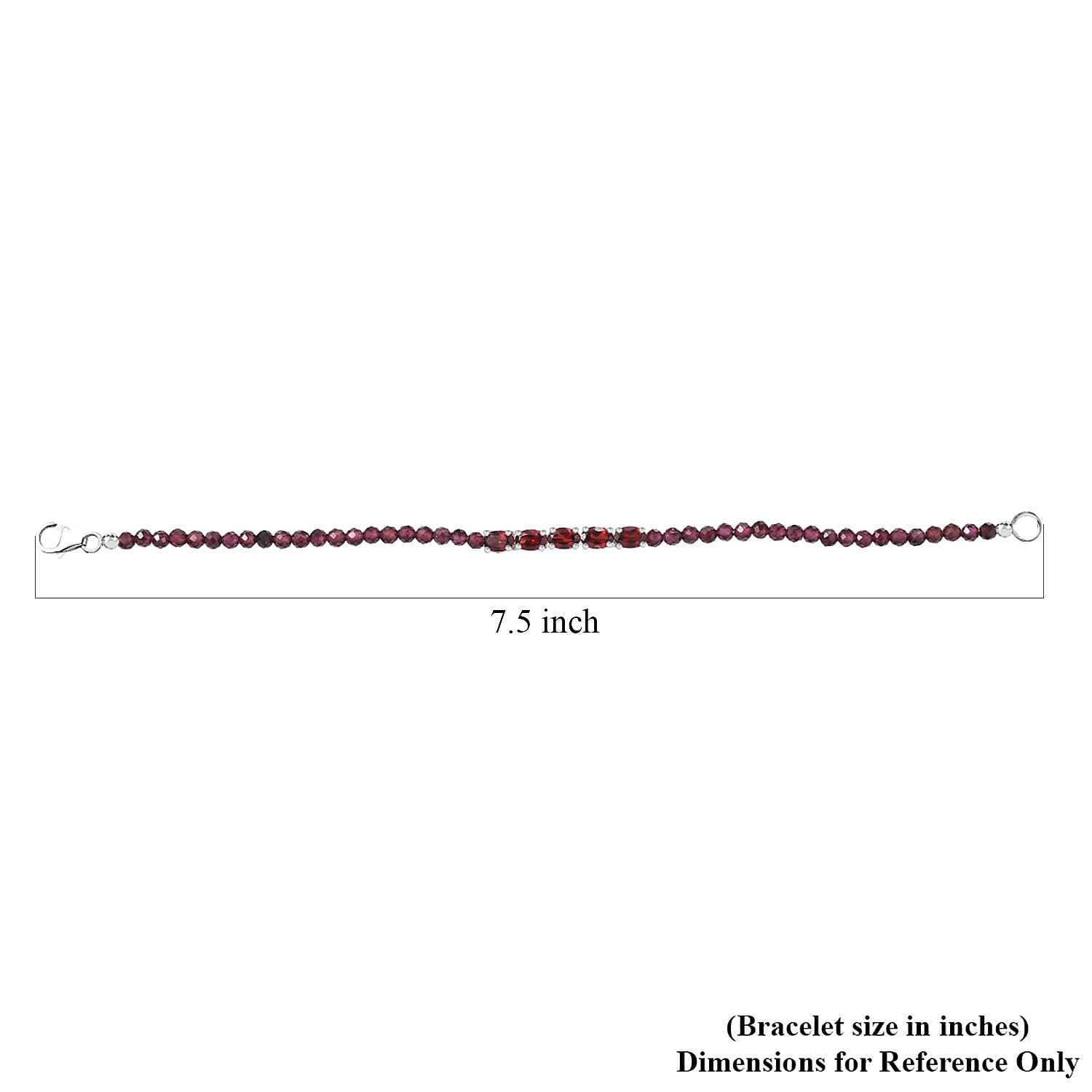 Mozambique Garnet 17.25 ctw Beaded Bracelet in Platinum Over Sterling Silver (7.25 In)