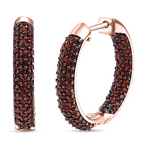 Karis Mozambique Garnet 1.75 ctw Hoop Earrings in 18K Rose Gold Plated