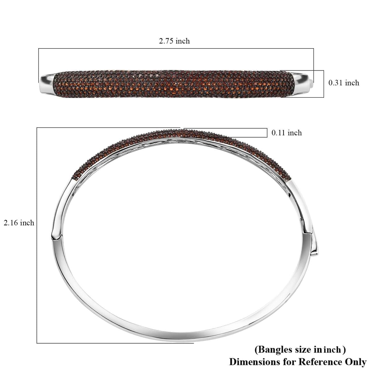 Karis Mozambique Garnet 3.65 ctw Bangle Bracelet in Platinum Bond (6.50 In) image number 5