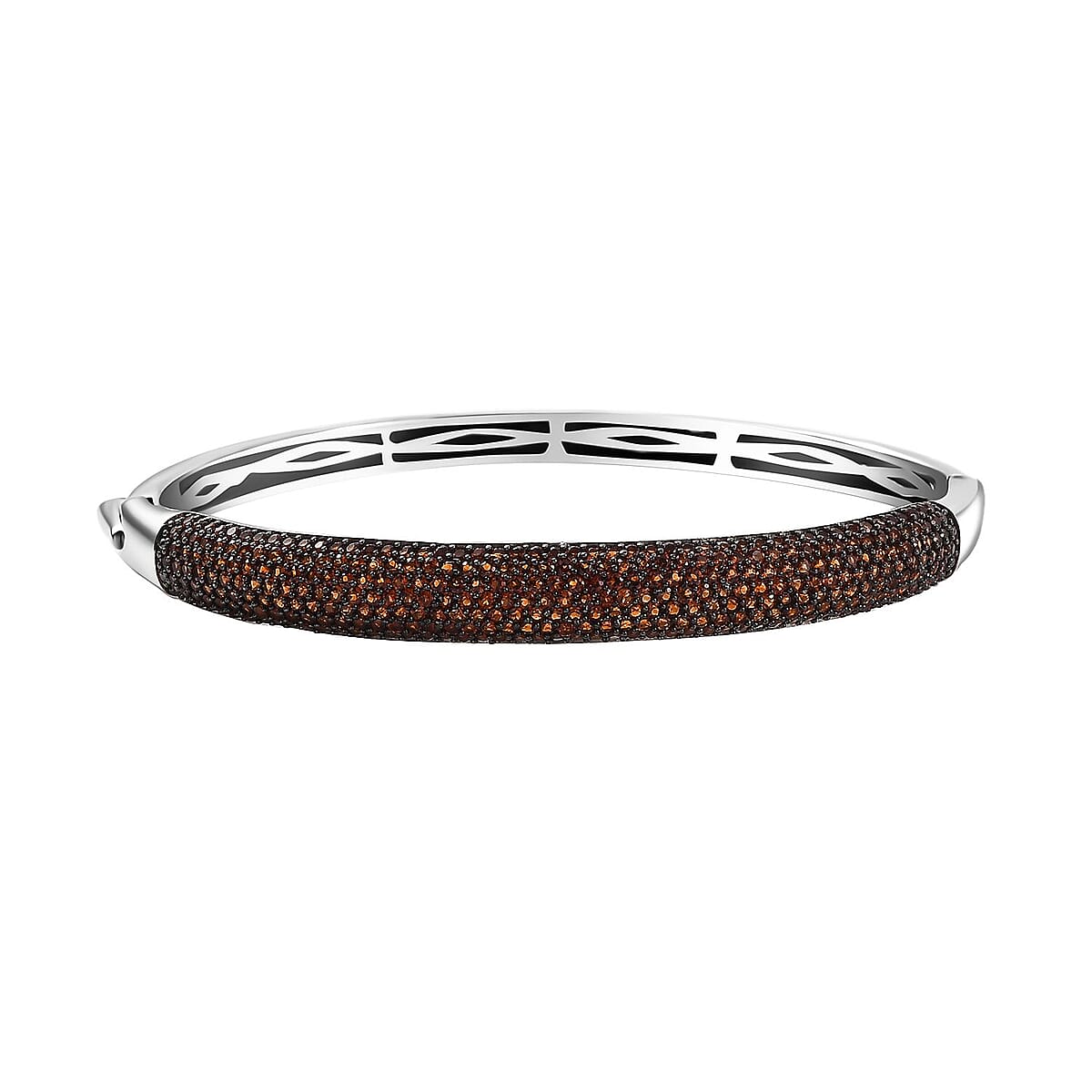 Karis Mozambique Garnet 3.65 ctw Bangle Bracelet in Platinum Bond (8.0 In) image number 0