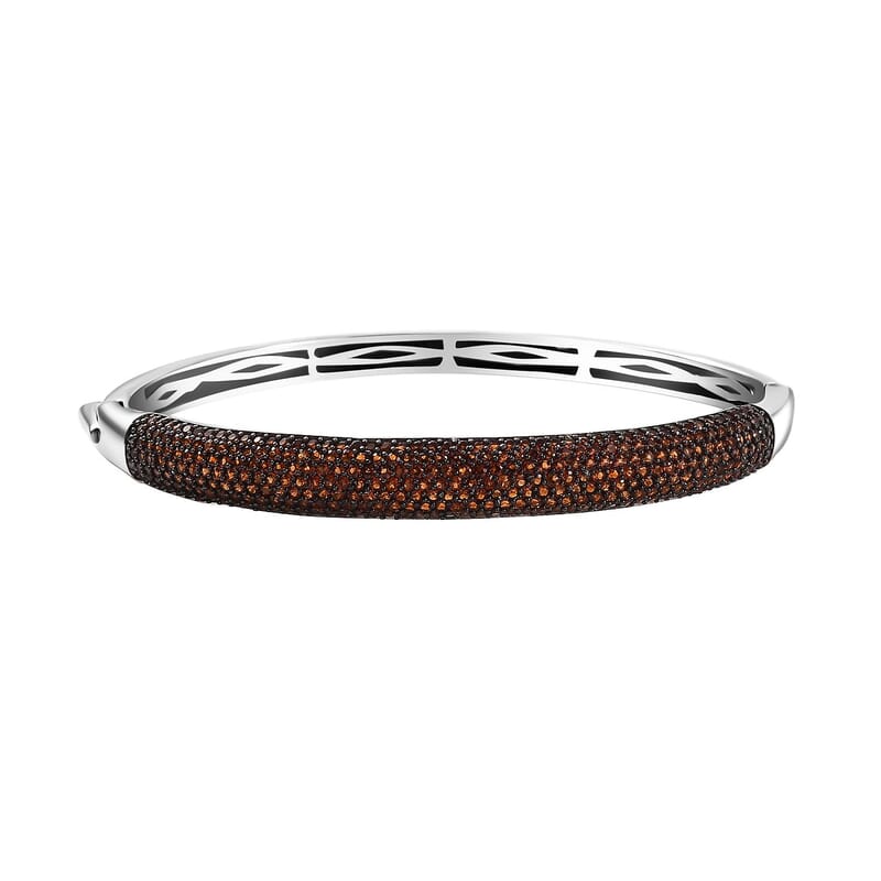 Karis Mozambique Garnet 3.65 ctw Bangle Bracelet in Platinum Bond (8.0 In)