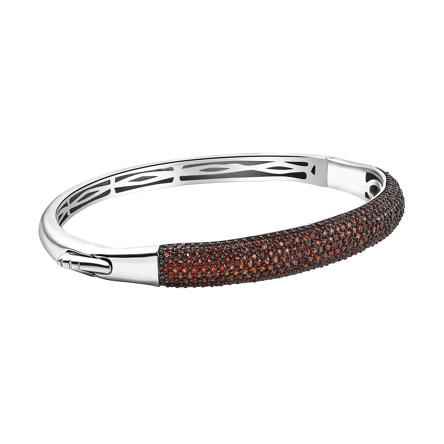 Karis Mozambique Garnet 3.65 ctw Bangle Bracelet in Platinum Bond (8.0 In)