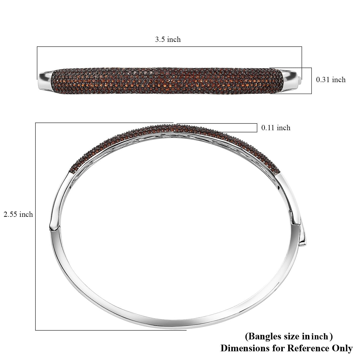 Karis Mozambique Garnet 3.65 ctw Bangle Bracelet in Platinum Bond (8.0 In)