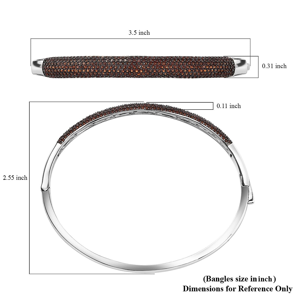 Karis Mozambique Garnet 3.65 ctw Bangle Bracelet in Platinum Bond (8.0 In) image number 5