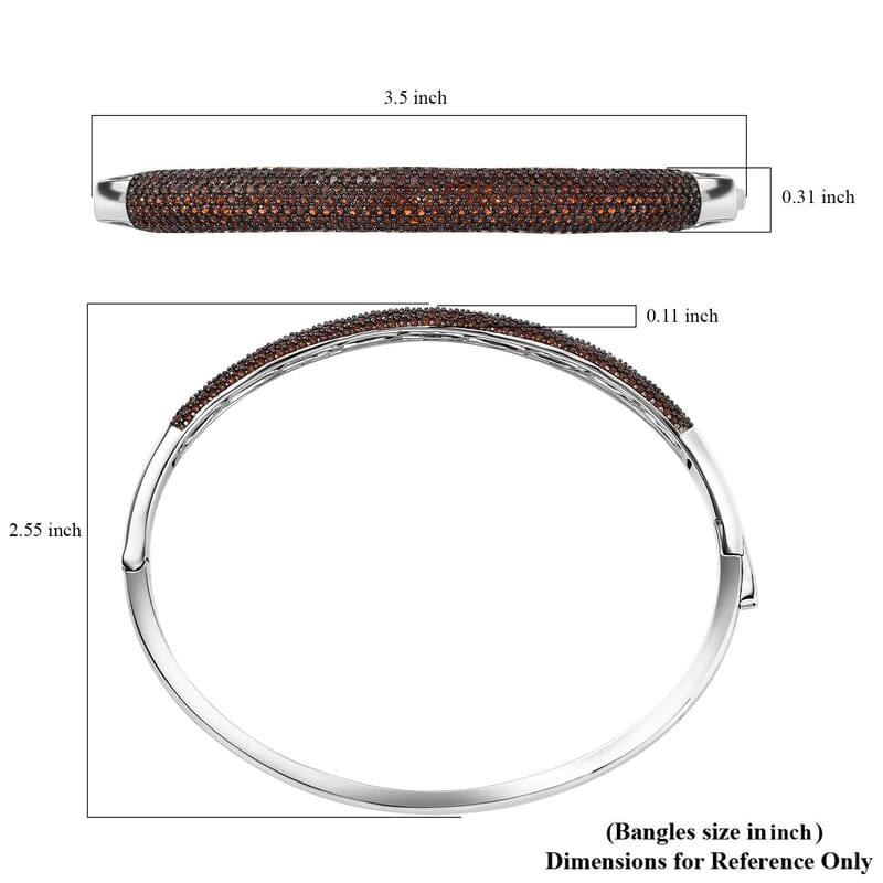 Karis Mozambique Garnet 3.65 ctw Bangle Bracelet in Platinum Bond (8.0 In)