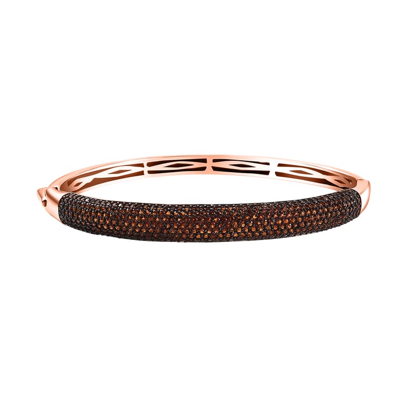 Karis Mozambique Garnet 3.65 ctw Bangle Bracelet in 18K Rose Gold Plated (6.50 In)