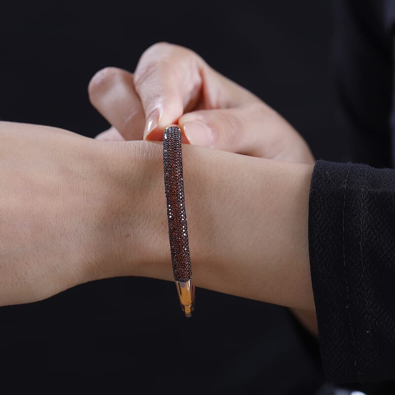 Karis Mozambique Garnet 3.65 ctw Bangle Bracelet in 18K Rose Gold Plated (6.50 In)
