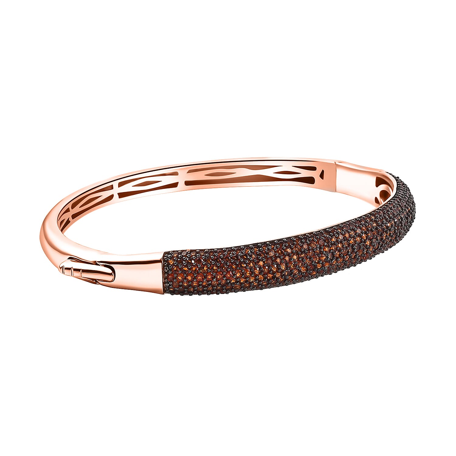 Karis Mozambique Garnet 3.65 ctw Bangle Bracelet in 18K RG Plated (8.0 In)