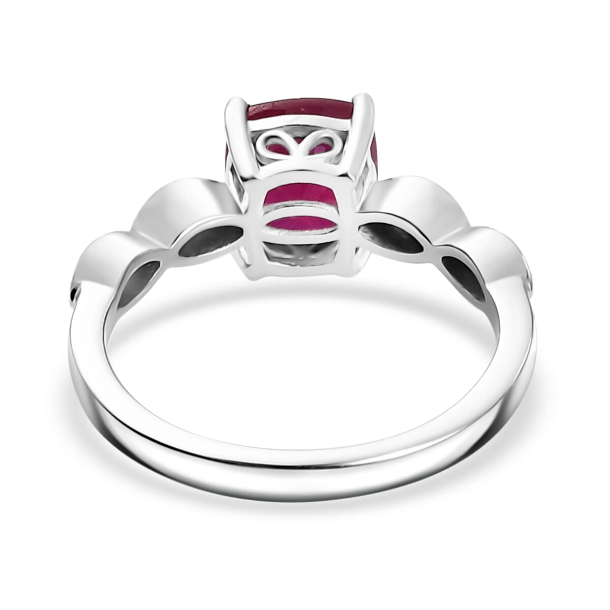 Premium Niassa Ruby (FF), White Zircon Ring in Rhodium Over Sterling Silver (Size 10.0) 2.40 ctw image number 3