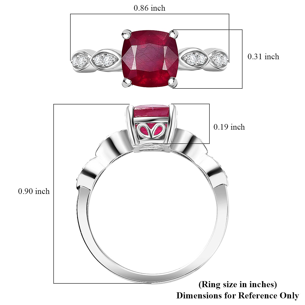 Premium Niassa Ruby (FF) and White Zircon 2.40 ctw Dewdrop Ring in Rhodium Over Sterling Silver (Size 10.0)