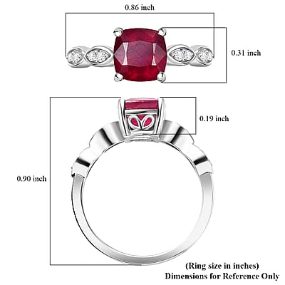 Premium Niassa Ruby (FF) and White Zircon 2.40 ctw Dewdrop Ring in Rhodium Over Sterling Silver (Size 10.0)