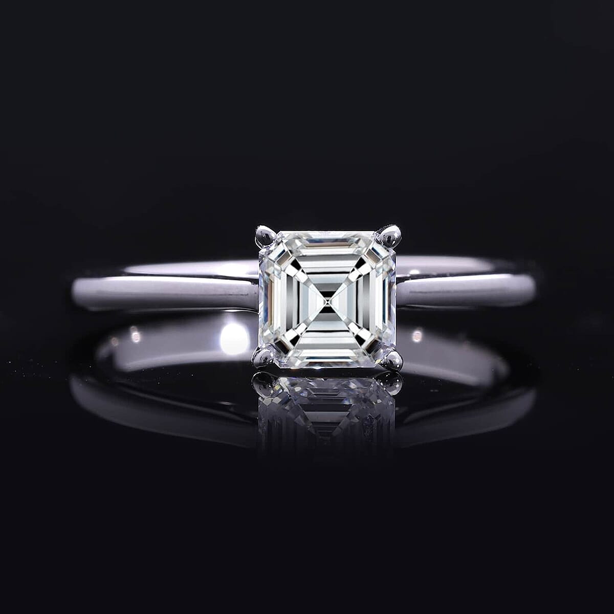 Asscher Cut Luxuriant Lab Grown Diamond E-F VS 1.00 ctw Solitaire Ring in 10K White Gold (Size 9.0) image number 1