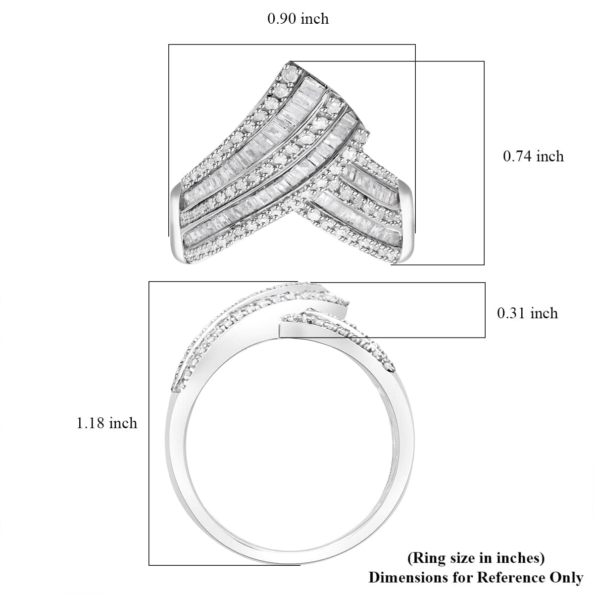 Diamond Ring in Platinum Over Sterling Silver (Size 8.0) 1.00 ctw image number 5