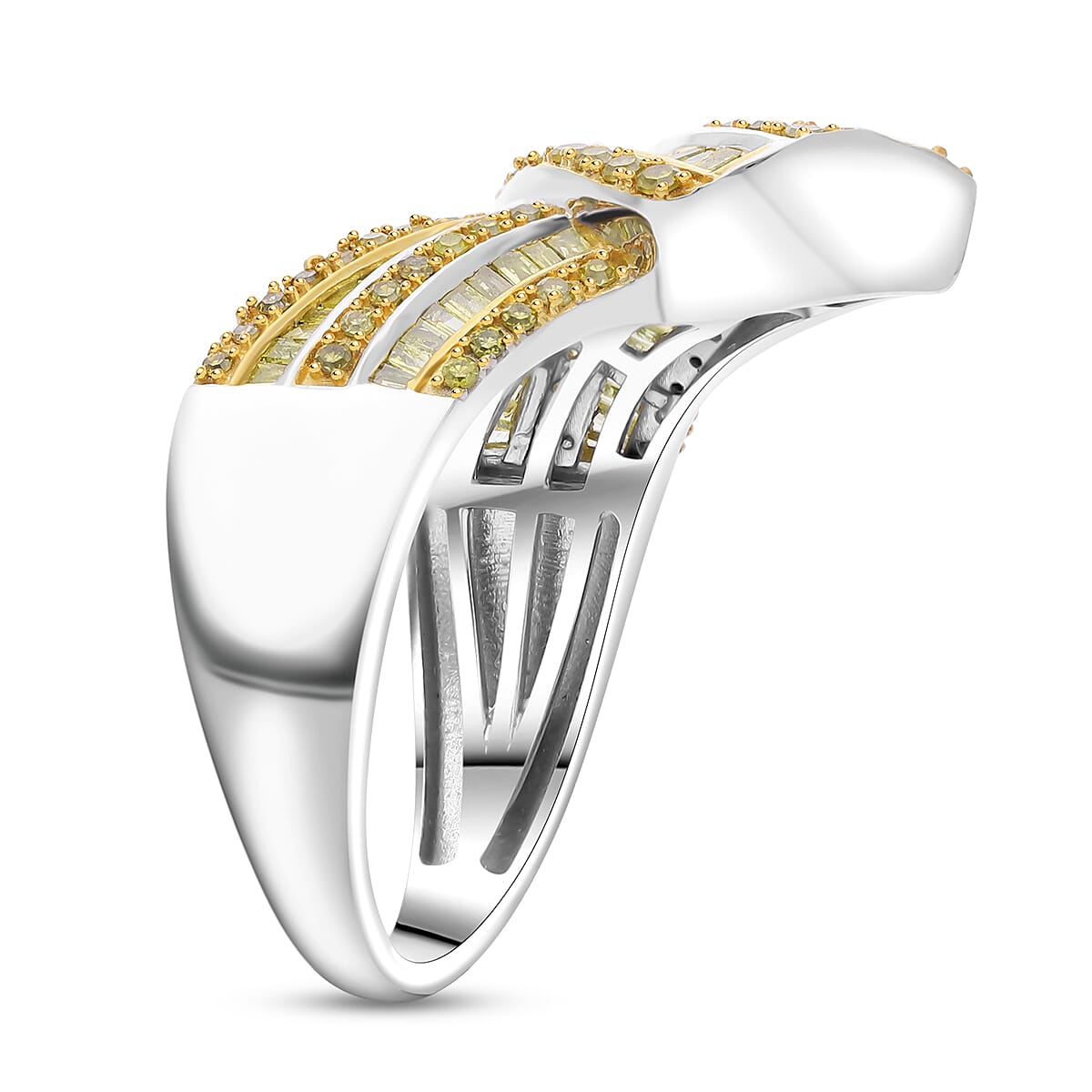 Yellow Diamond 1.00 ctw Ring in Rhodium and Platinum Over Sterling Silver (Size 6.0)  image number 3