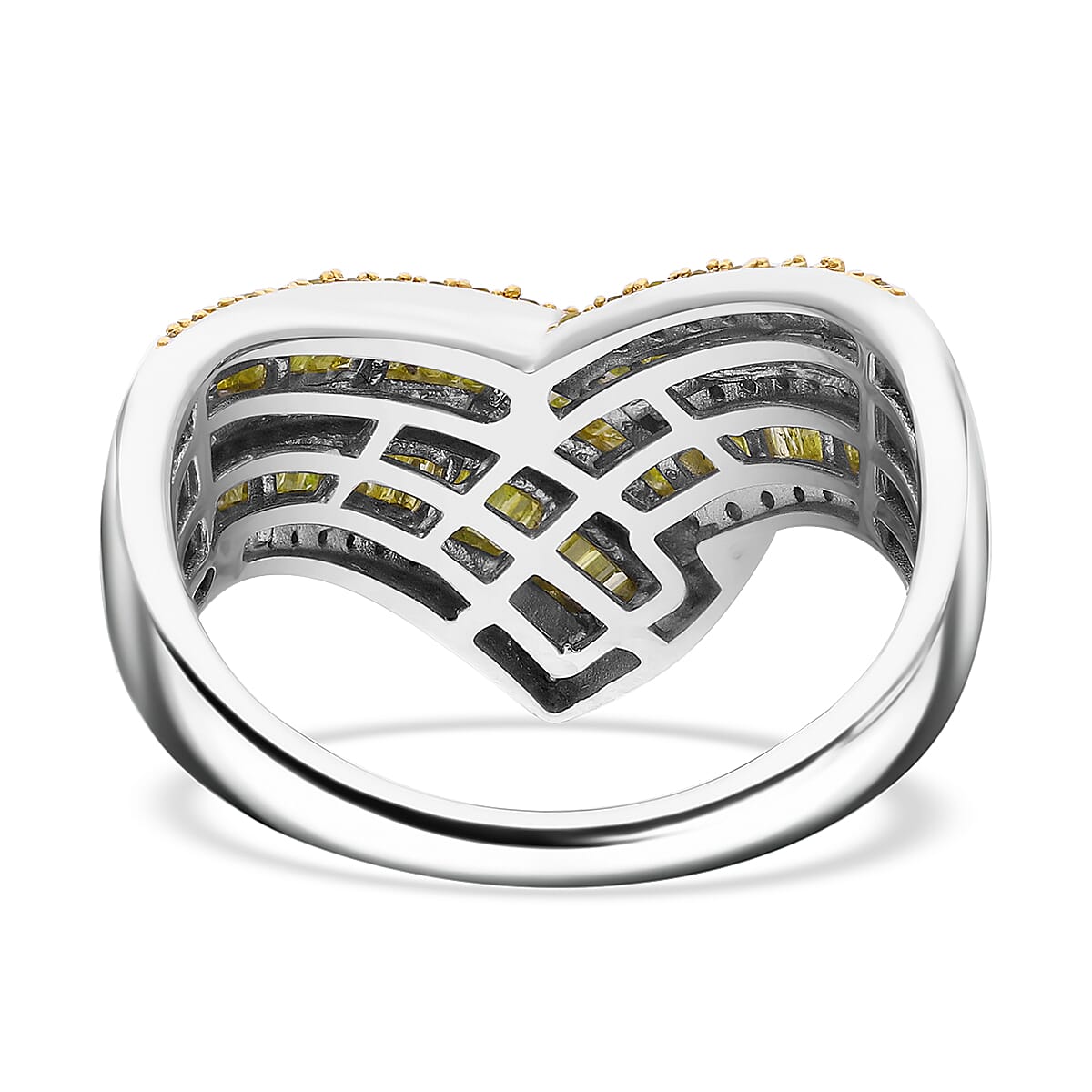 Yellow Diamond 1.00 ctw Ring in Rhodium and Platinum Over Sterling Silver (Size 6.0)  image number 4