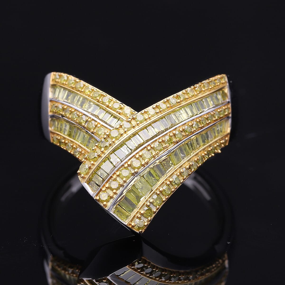 Yellow Diamond 1.00 ctw Ring in Rhodium and Platinum Over Sterling Silver (Size 8.0)  image number 1