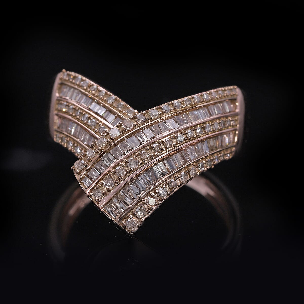 Natural Champagne Diamond 1.00 ctw Ring in Vermeil Rose Gold Over Sterling Silver (Size 7.0)  image number 1