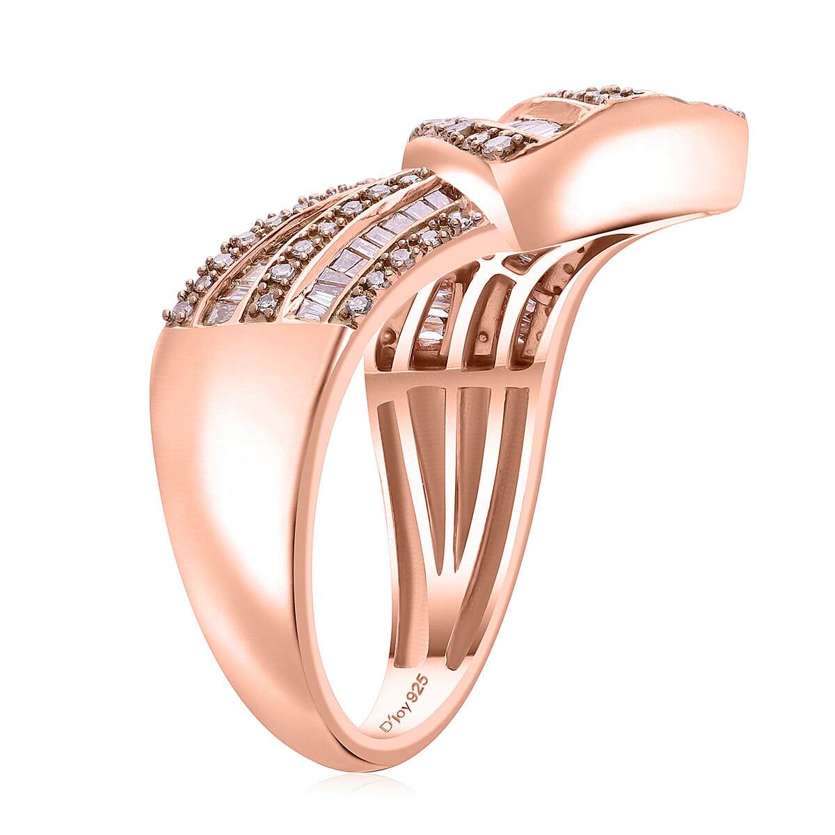 Natural Champagne Diamond 1.00 ctw Ring in Vermeil Rose Gold Over Sterling Silver (Size 7.0)  image number 3