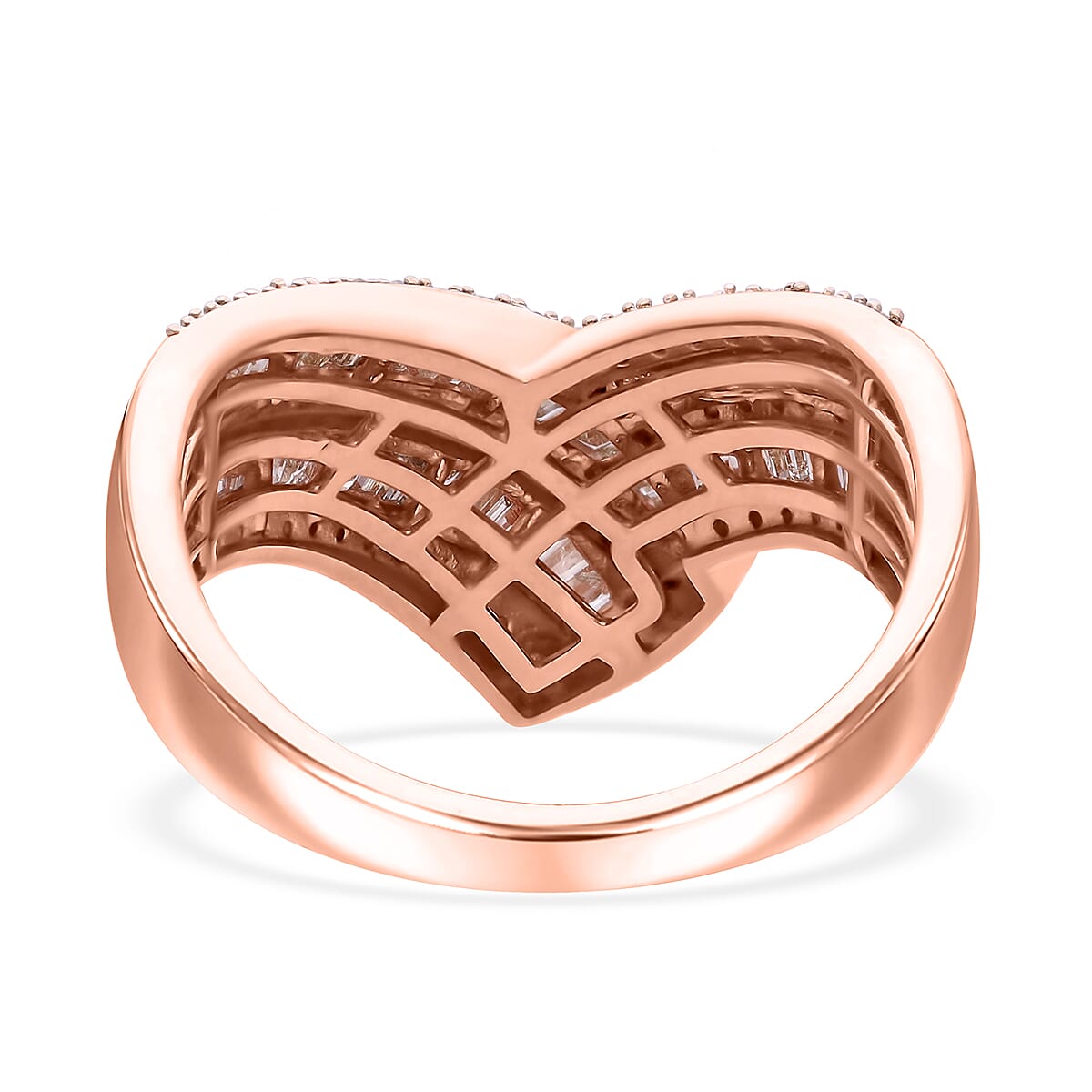 Natural Champagne Diamond 1.00 ctw Ring in Vermeil Rose Gold Over Sterling Silver (Size 7.0)  image number 4