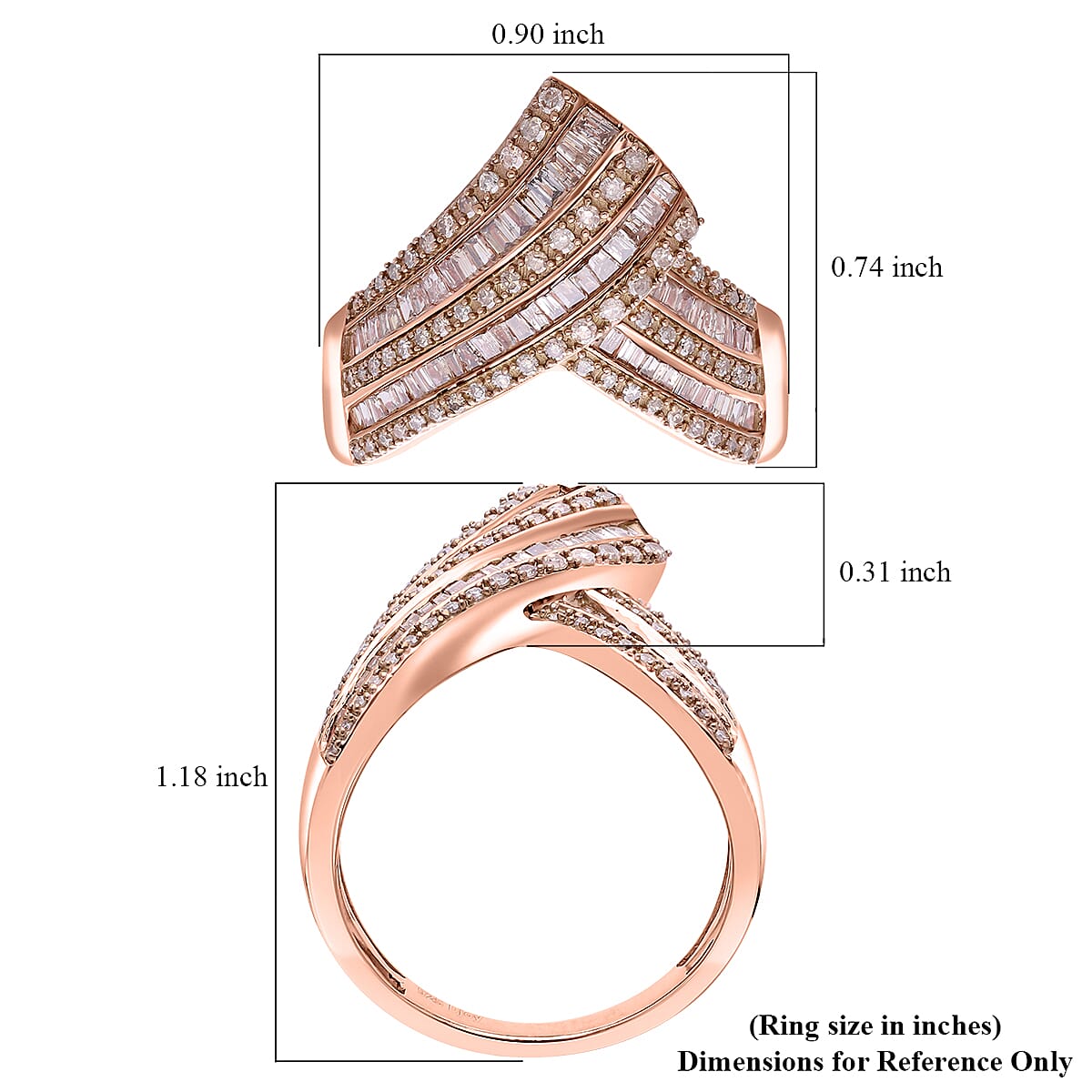 Natural Champagne Diamond 1.00 ctw Ring in Vermeil Rose Gold Over Sterling Silver (Size 7.0)  image number 5