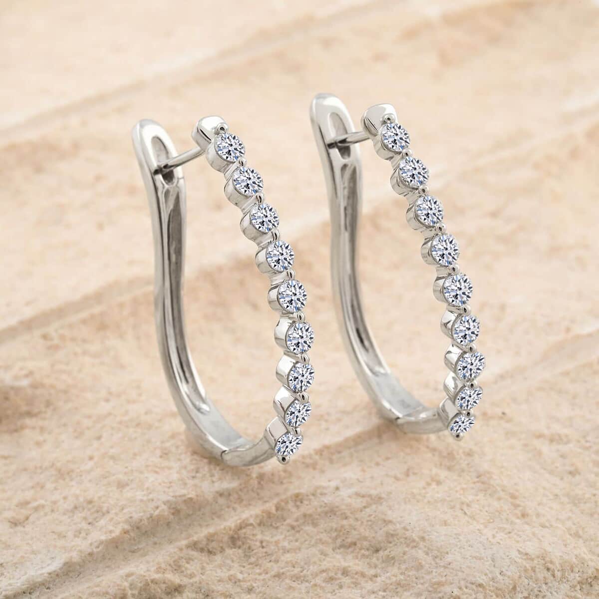 Luxuriant Lab Grown Diamond G-H SI 1.00 ctw Latch Back Earrings in Platinum Over Sterling Silver image number 1