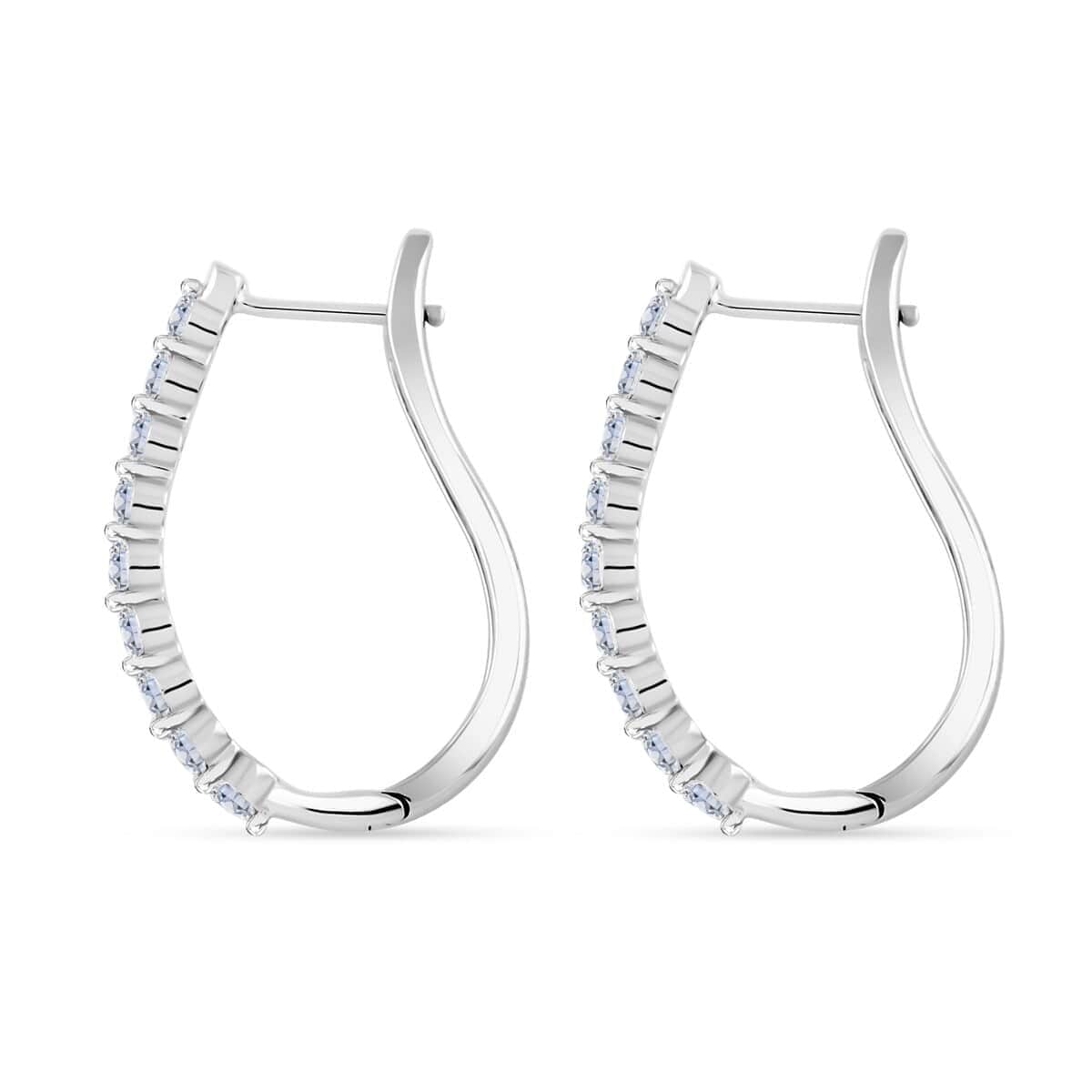 Luxuriant Lab Grown Diamond G-H SI 1.00 ctw Latch Back Earrings in Platinum Over Sterling Silver image number 3