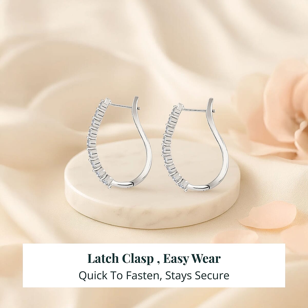 Luxuriant Lab Grown Diamond G-H SI 1.00 ctw Latch Back Earrings in Platinum Over Sterling Silver image number 5