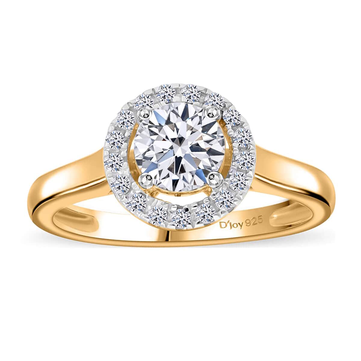 Luxuriant Lab Grown Diamond G-H SI 1.00 ctw Halo Ring in Vermeil Yellow Gold Over Sterling Silver (Size 10.0) image number 0