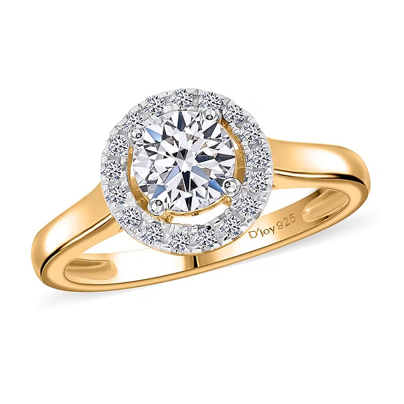 Luxuriant Lab Grown Diamond G-H SI 1.00 ctw Halo Ring in Vermeil Yellow Gold Over Sterling Silver (Size 10.0)
