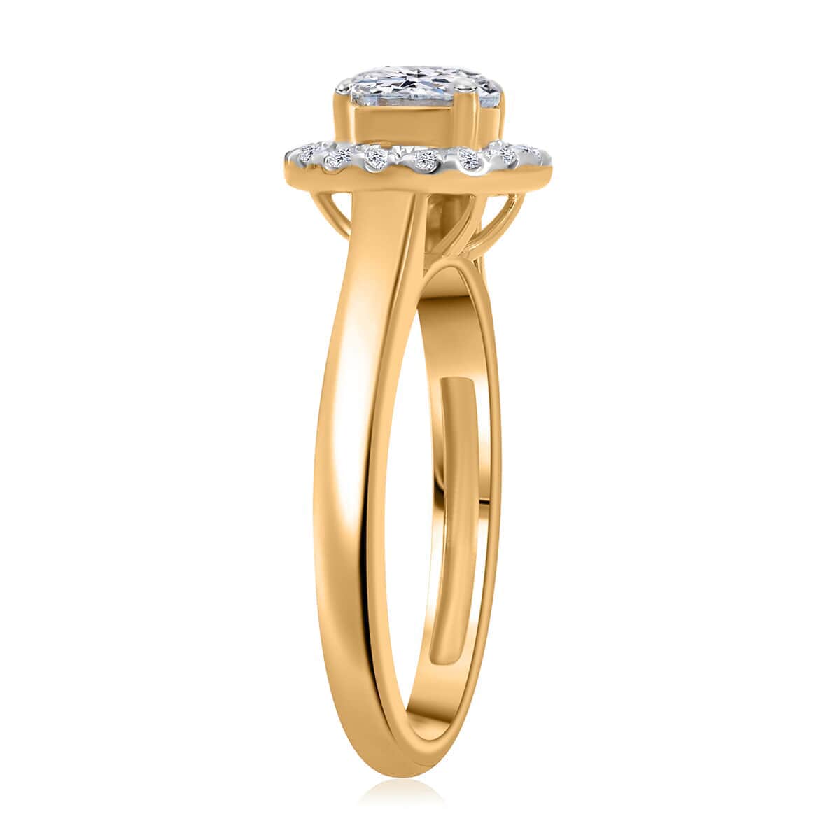 Luxuriant Lab Grown Diamond G-H SI 1.00 ctw Halo Ring in Vermeil Yellow Gold Over Sterling Silver (Size 10.0) image number 3